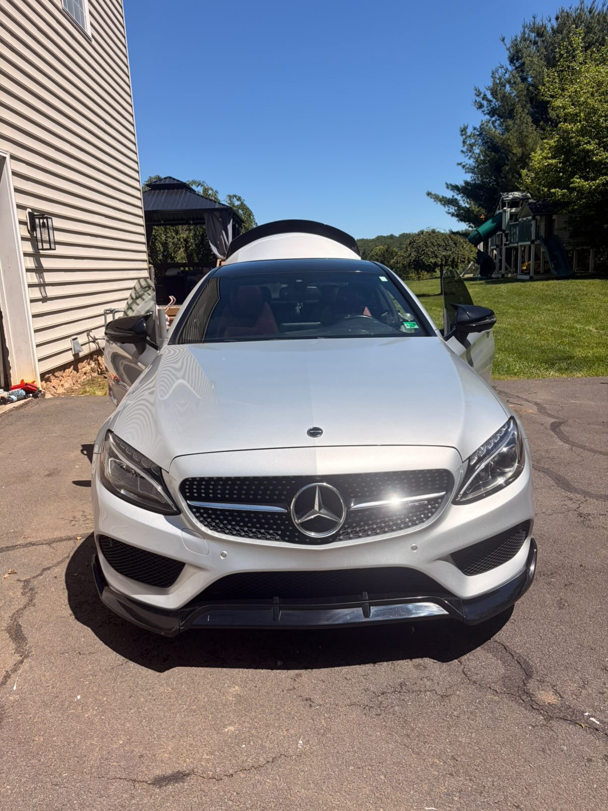 White Mercedes exterior detail